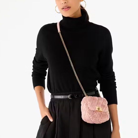 Kate Spade Carey Faux Fur Quilted Micro Flap Crossbody Rose Smoke - Picture 13 of 16